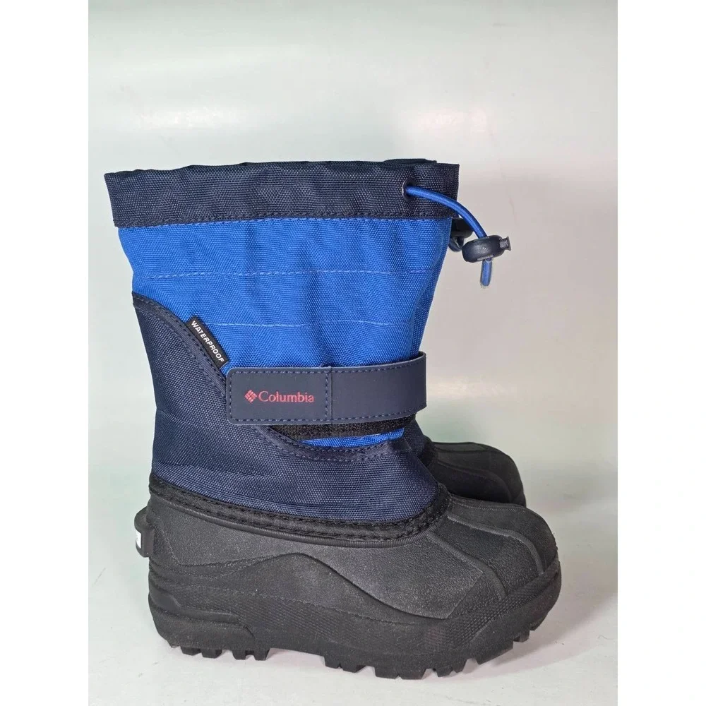 Columbia Powderbug Plus II Kids Boots Size 10 Blue Black Waterproof Winter Shoes